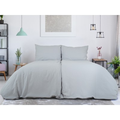 Povlečení jednobarevný KREP ZIP 140x200+70x90 - šedá