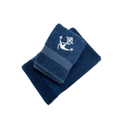 Ručník s výšivkou 50x90 Adria - navy Kotva