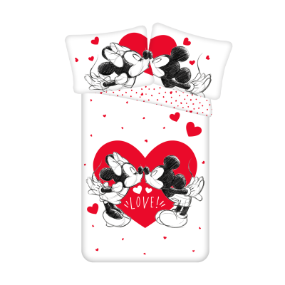 Bavlněné povlečení 140x200 + 70x90 cm -  Mickey and Minnie Love 05