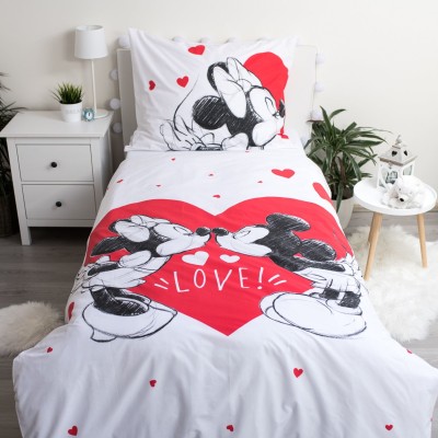 Bavlněné povlečení 140x200 + 70x90 cm -  Mickey and Minnie Love 05