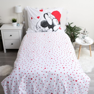 Bavlněné povlečení 140x200 + 70x90 cm -  Mickey and Minnie Love 05