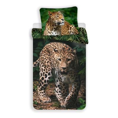 Bavlněné povlečení 140x200 + 70x90 cm - Leopard Green