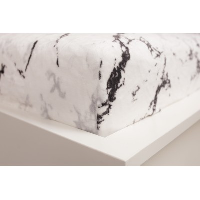 Mikroflanelové prostěradlo EXCLUSIVE 90x200 - Mramor bílý