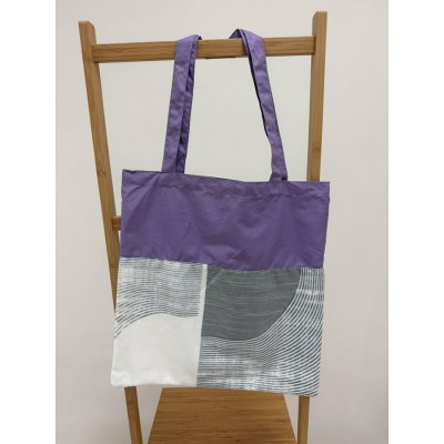 Látková taška - 37x40 cm - vzor Nordic Grey - tmavá fialová