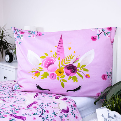 Bavlněné povlečení 140x200 + 70x90 cm - Unicorn Flowers