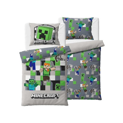 Bavlněné povlečení 140x200 + 70x90 cm - Minecraft Objev svůj svět
