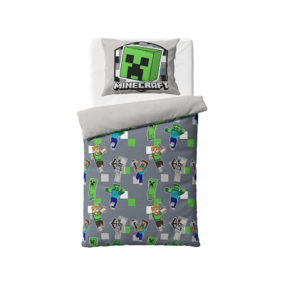 Bavlněné povlečení 140x200 + 70x90 cm - Minecraft Objev svůj svět
