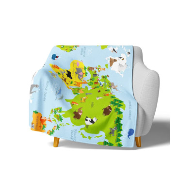 Dětská fleecová deka 100x200 - Mapa zvířat