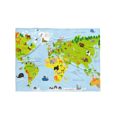 Dětská fleecová deka 100x200 - Mapa zvířat
